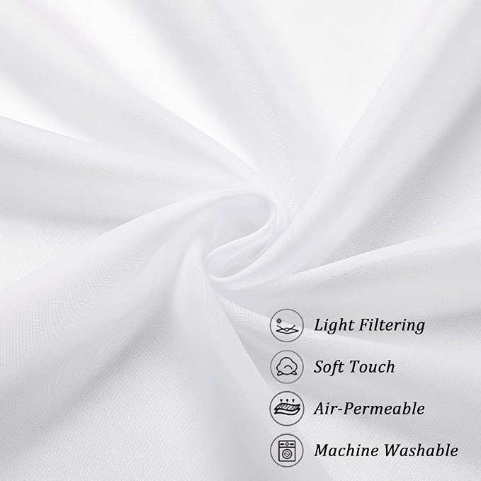 Chyhomenyc White Sheer Curtains 72 Inch Length 2 Panels, Light Filtering Top - Image 8