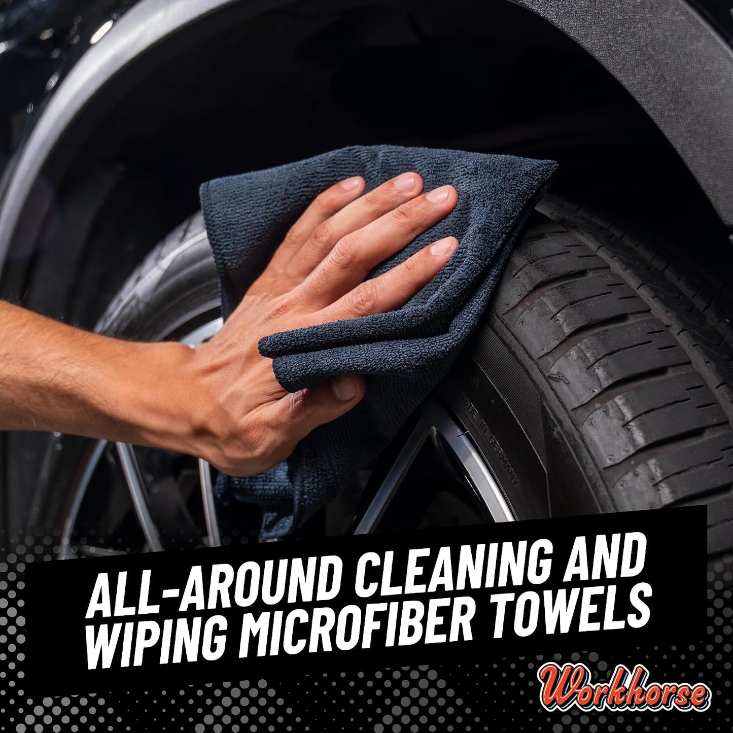 Chemical Guys Workhorse Professional Grade Microfiber Towels for Cars - Black 16x16 Inch Microfiber Cleaning Cloths for Home & Pet Drying, Soft & Scratch-Free, Drying & Cleaning, 3 Count (Pack of 2)