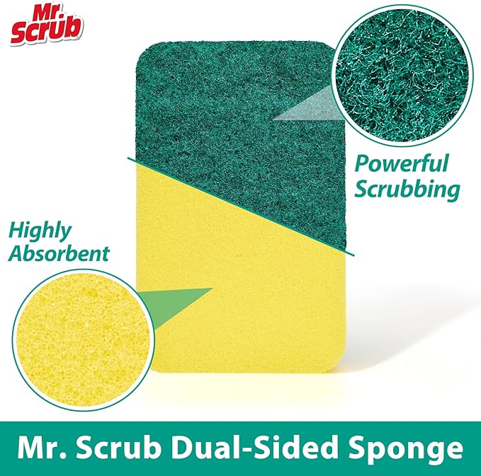 Sponges Kitchen Scrub Dish Sponge Scouring Pad, 12 Pack Cleaning Brush Scrubber - Image 3