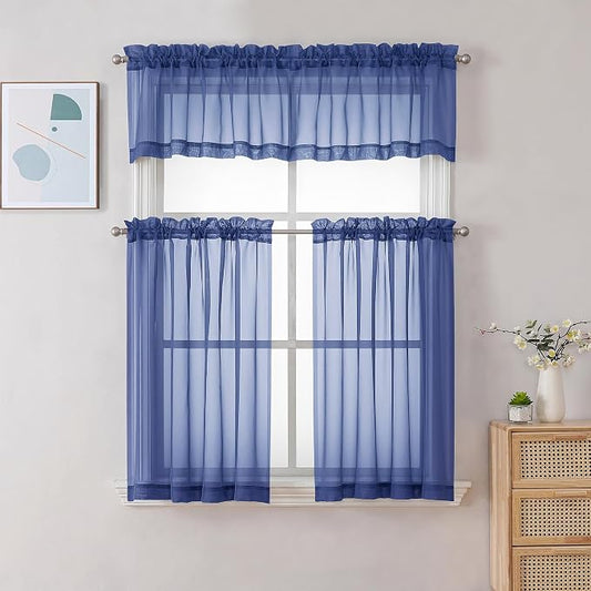 Chyhomenyc Sheer Valances for Windows 2 Pack, Small Window Curtains for Living - Image 2