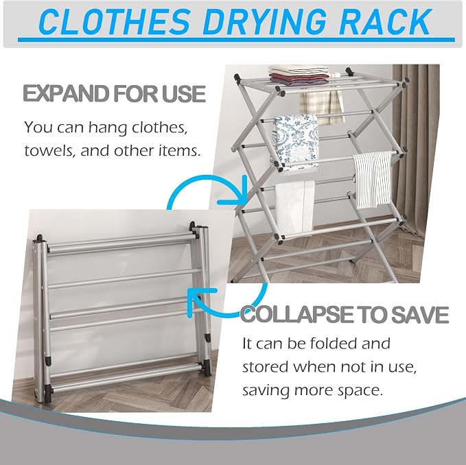 Household Indoor Folding Clothes Drying Rack, Dry Laundry and Hang Clothes - Image 5