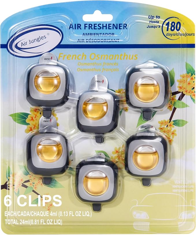 Air Jungles French Osmanthus Scent Car Air Freshener Clip, 6 Vent Clips by AirJungles