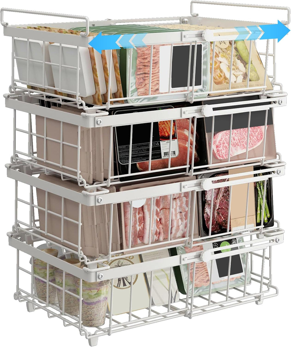 UMDONX 4-Pack Expandable Stackable Large Freezer Storage Boxes
