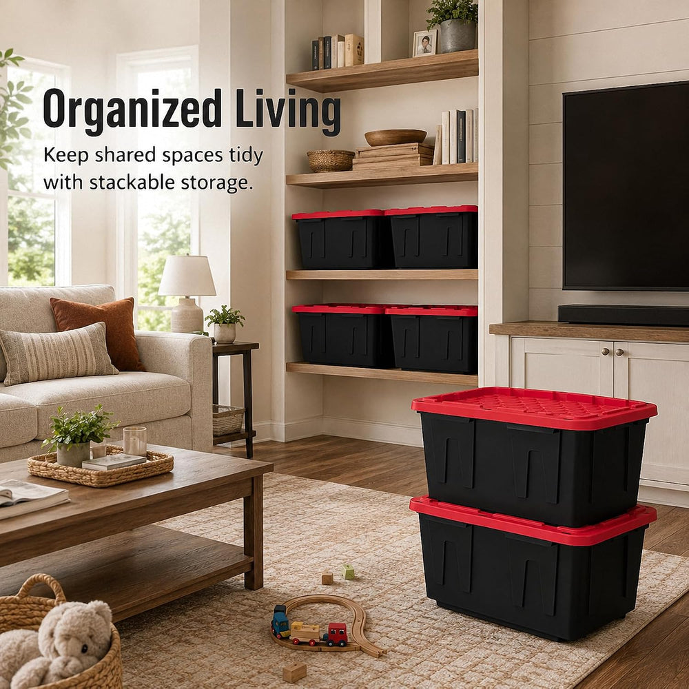 27 Gallon Heavy Duty Storage Bin 4-Pack Stackable Garage Tote for Racks