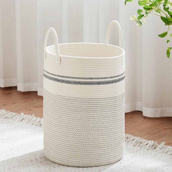 VIPOSCO Large Laundry Hamper, Tall Woven Rope Storage Basket by VIPOSCO