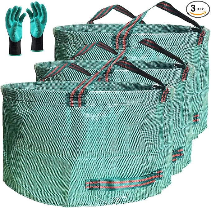 Professional 3-Pack 63 Gallons Lawn Garden Bags Reusable Yard Waste Bag by TespherCreationsforYardWorkLawnsCarePatioGardeningOutdoorCampingandRVTrips