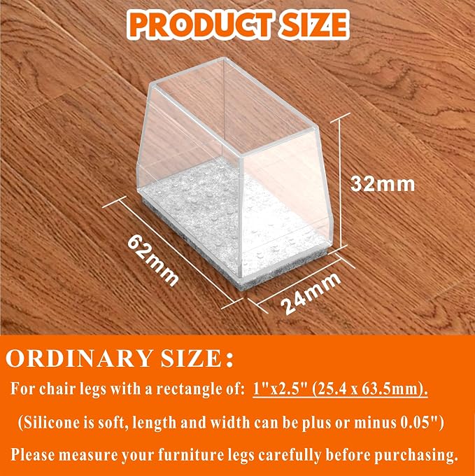 Rectangle Chair Leg Protectors for Hardwood Floors - Image 2