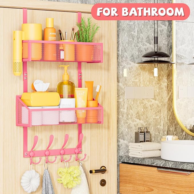 Over The Door Hooks Organizer, Coat Rack Over The Door Storage Hanger Towel Rack - Image 8