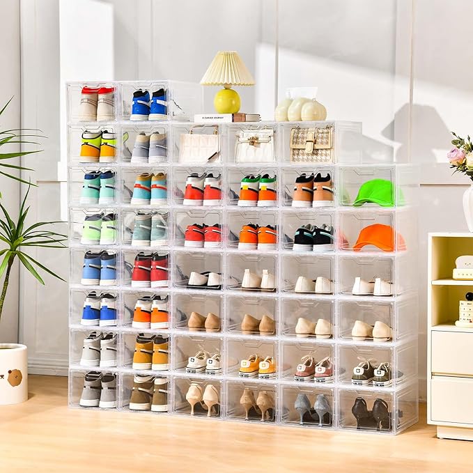 12 Pack Thicken & Sturdy Clear Shoe Storage Organizer