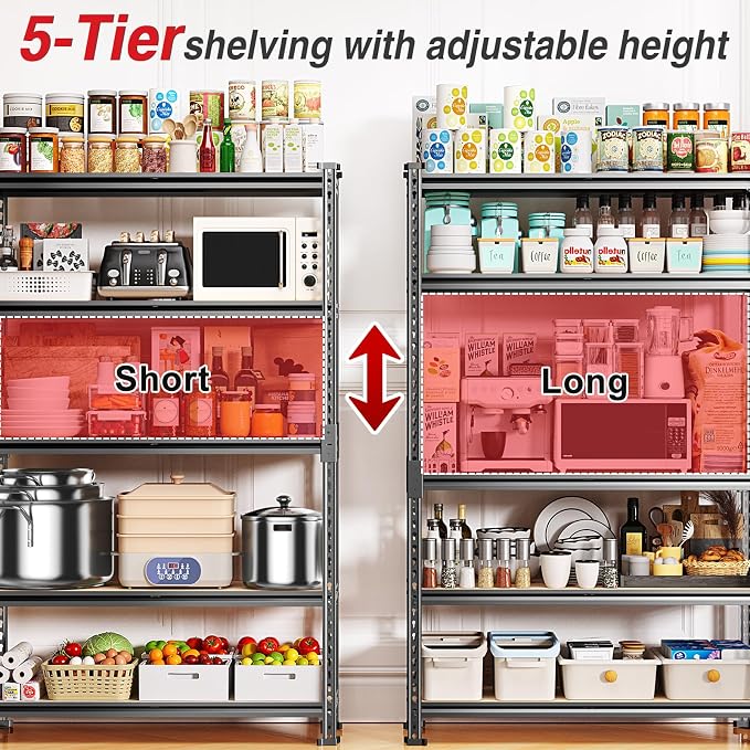 TigerParty 2050LBS Heavy Duty Garage Shelving, 5-Tier Adjustable Storage Shelves - Image 8