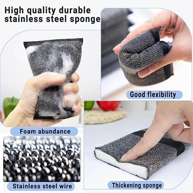 Steel Wool Scrubber Dish Sponges - Image 3