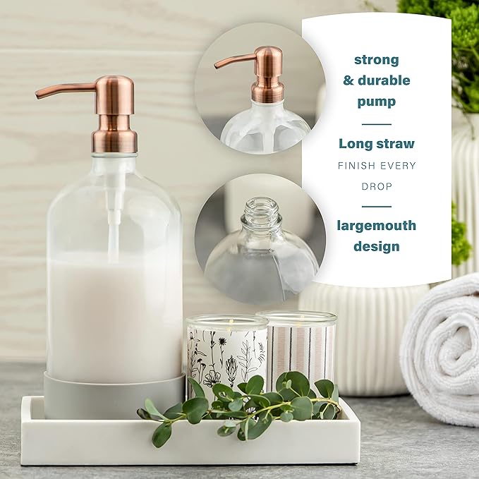 32 oz Glass Pump Bottle Rustproof Stainless Steel Pump, and Lids. Modern - Image 5