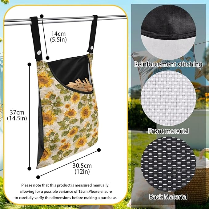 Sunflower Clothespin Organizer Bag - Image 6