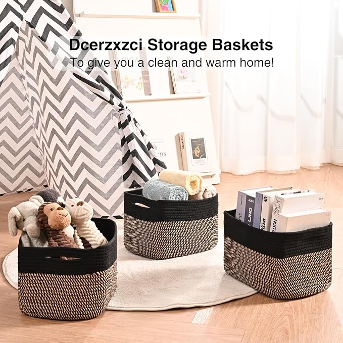 Small Storage Baskets for Organizing Shelves, Cotton Rope Basket for Storage - Image 6