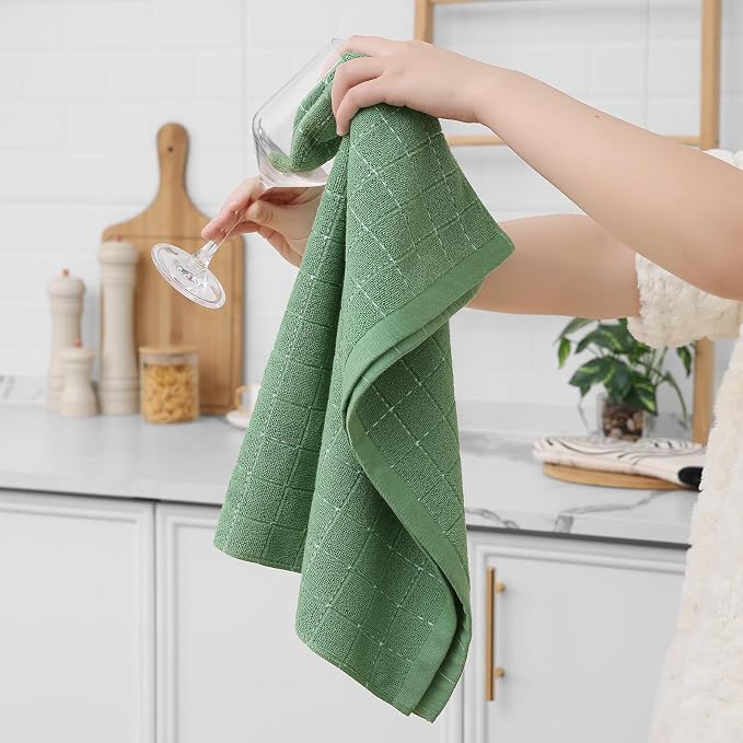 Homaxy 100% Cotton Terry Kitchen Towels, Checkered Designed, Soft and Super - Image 7