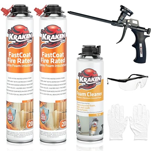 Kraken Bond Fastcoat Fire Rated Spray Foam Insulation Kit Closed Cell in a Can by KRAKENBOND
