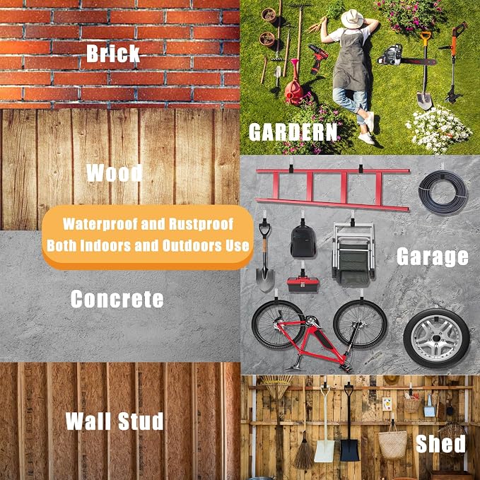 Heavy Duty Utility Hooks for Wall Mount, Garage Wall Hooks, Chainsaw & Leaf - Image 7