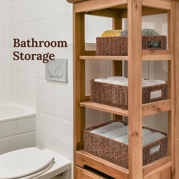 Baskets for Organizing, Undershelf Wicker Storage, Hand Woven Organizer for - Image 5
