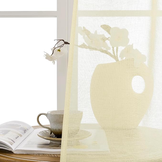 Tollpiz Short Sheer Door Curtains Closet Linen Textured Curtains Sheer Doorway - Image 9