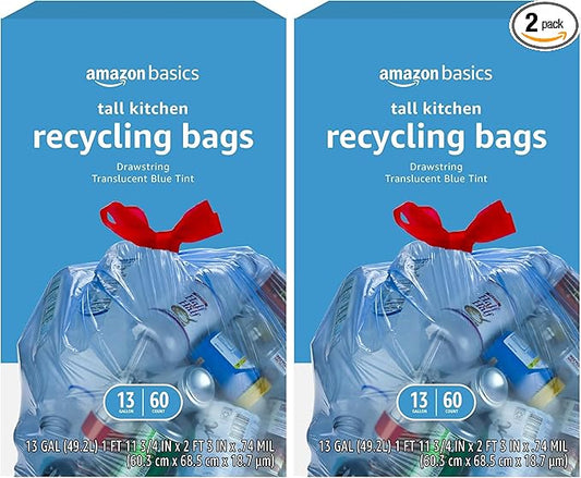 Amazon Basics Blue Recycling Trash Bags, 13 Gallon by AmazonBasics