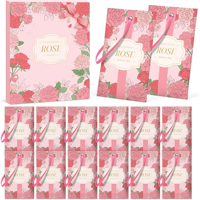 SCENTORINI Scented Sachets for Drawers and Closets, Rose Scent 14 Pack - Image 8