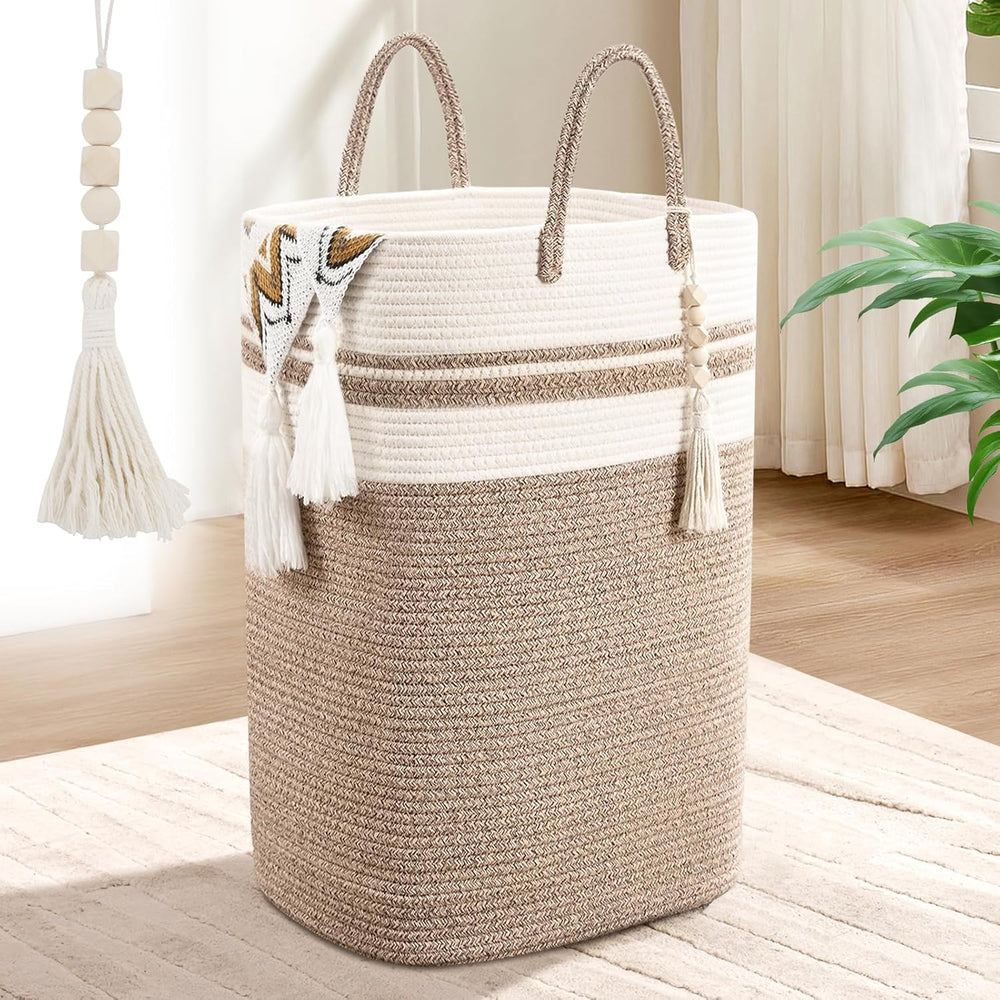 Woven Laundry Basket for Clothes, 80 L Large Rectangle Laundry Hampers
