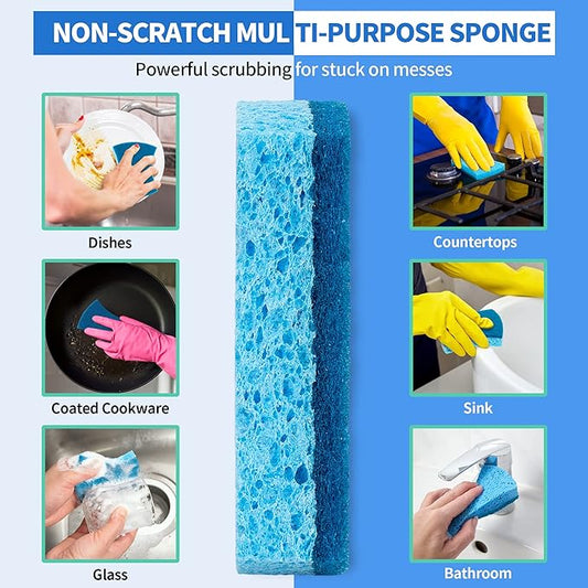 HOMERHYME Non-Scratch Cellulose Scrub Sponges 12 Pack, Sponges Kitchen - Image 2