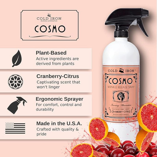 Cold Iron Wrinkle Release Spray 32 fl oz. Cranberry-Citrus. Plant Based Ironing - Image 2