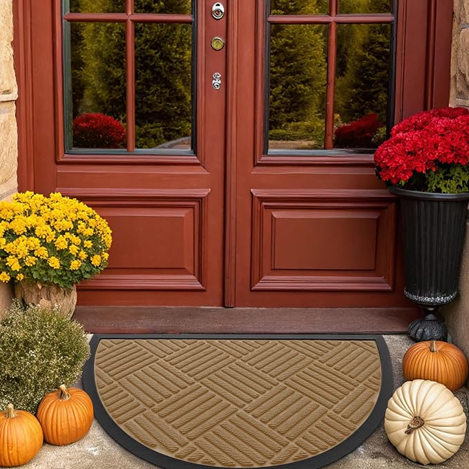 Smiry Half Circle Front Door Mat Outside Entrance, Heavy Duty Outdoor Indoor - Image 9