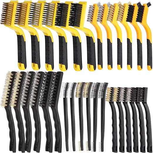 Sumind 30 Pcs Wire Cleaning Brush Set Nylon/ Stainless Steel/ Brass Metal Brush by Sumind