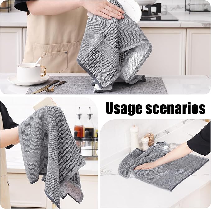 Homaxy Premium Kitchen Towels, Large Cotton Kitchen Hand Towels, Flat and Terry - Image 4