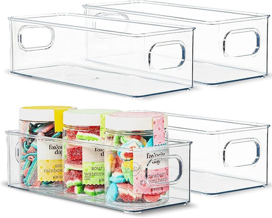 Plastic Food Storage 4 Pack Clear Container Bin by primebox