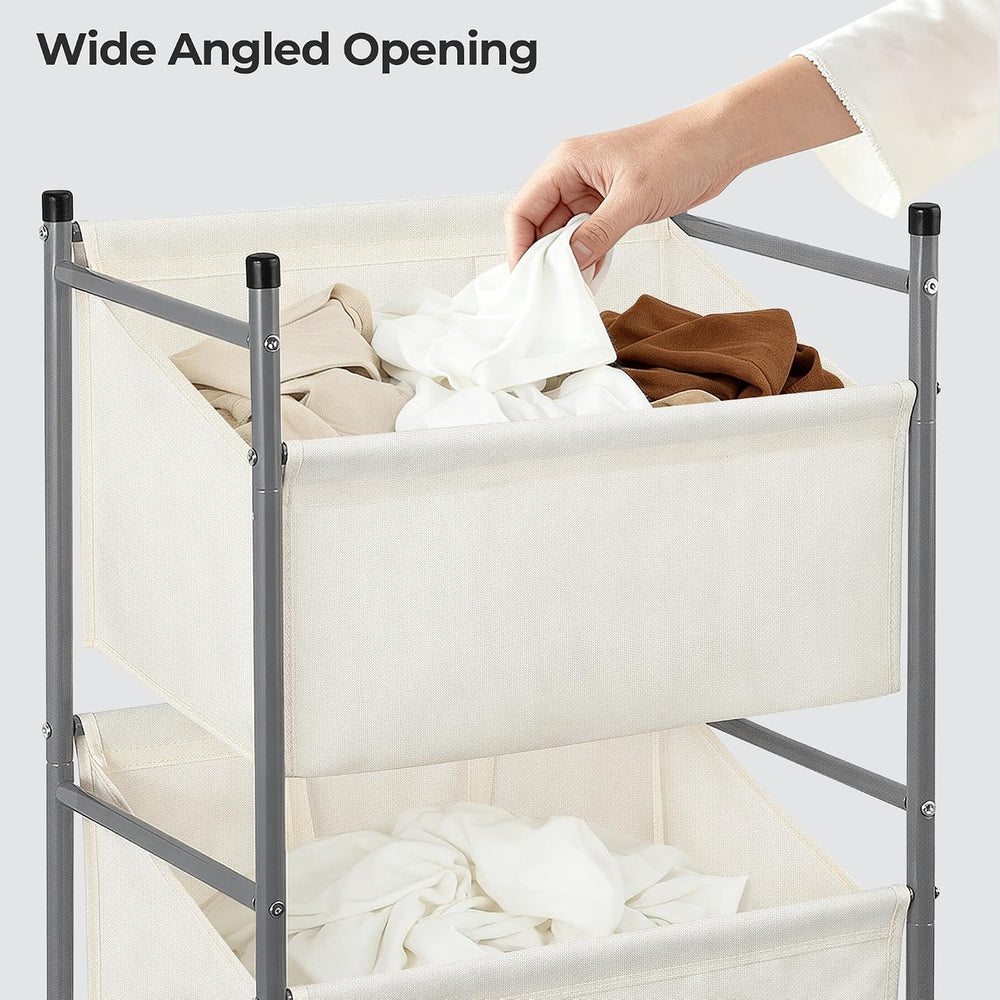 180L 4-Tier Rolling Laundry Hamper with Easy Access Removable Bag, Vertical L...
