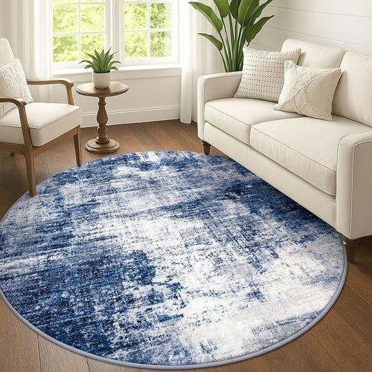 IOHOUZE Abstract Round Area Rug 6 Ft Washable Circle Rugs Large Round Rug Non by iOhouze