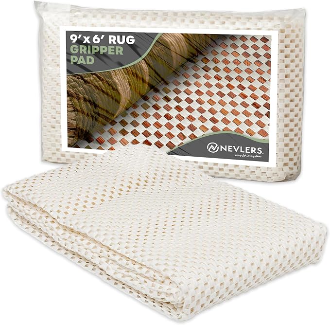 Nevlers 6'x9' White Under Rug Non Slip Pad | PVC Foam Non Slip Rug Pad & Carpet by Nevlers