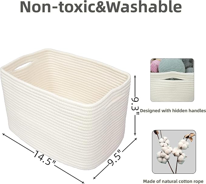 Cotton Rope storage Basket Bins Woven Basket - Image 2