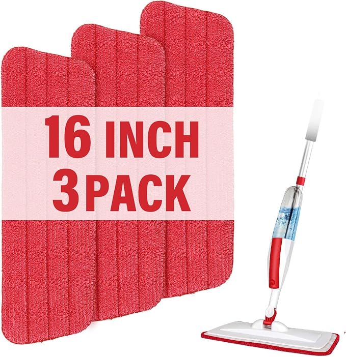 16.5 inch Mop Pads Refills, 3 Pack Microfiber Reusable Replacement Mop Pads by PANDAGRIP