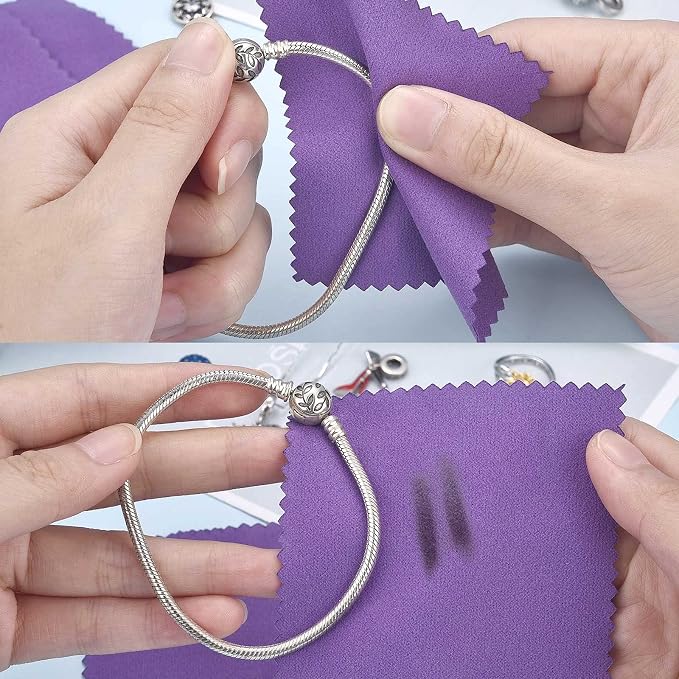 SEVENWELL 50pcs Jewelry Cleaning Cloth Dark Purple Polishing Cloth - Image 5