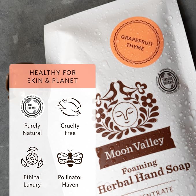 Moon Valley Foaming Hand Soap Refill Pouch, Two-Pack Grapefruit Thyme Soap - Image 5