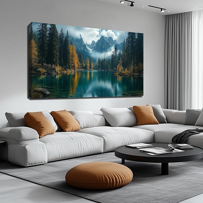 GUGIKA Landscape Wall Art for Living Room, Modern Scenery Poster Canvas Print by GUGIKA