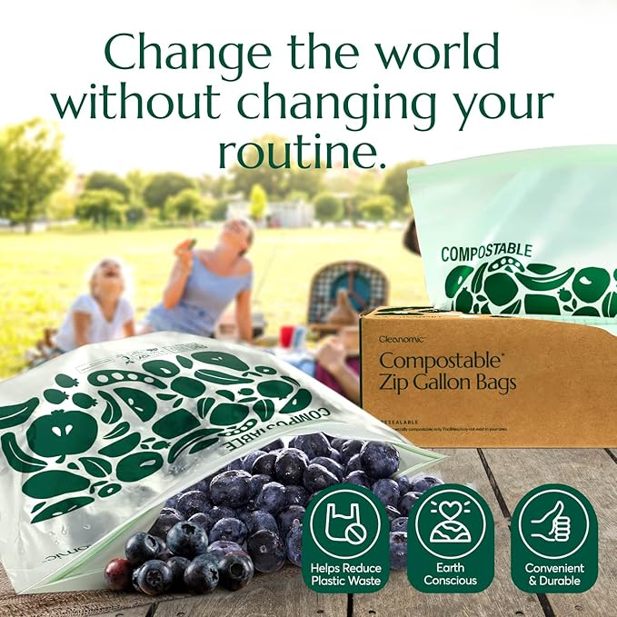 Cleanomic Compostable* Gallon Size Food Storage Bags Freezer and Leak Proof - Image 7