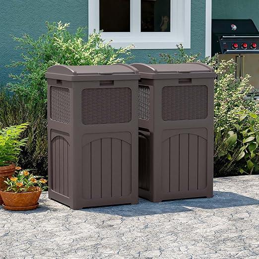 Patiowell 36 Gallon Outdoor Trash Can, Resin Outdoor Garbage Can - Image 2