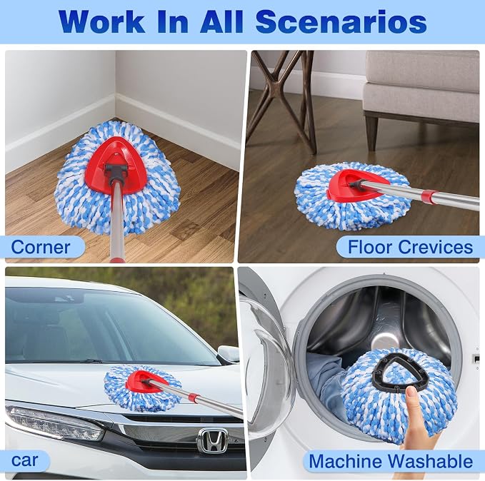 Mop Replacement Heads 6 Pcs & 1 Scrub Brush & 1 Base Combo, Spin Mop - Image 4