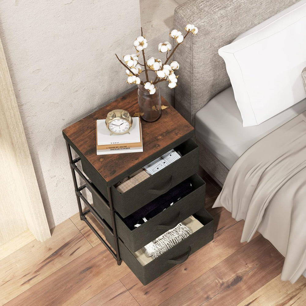 GOFLAME Fabric Dresser Set of 2 with 3 Drawers, Nightstand for Bedroom, Bedsi...