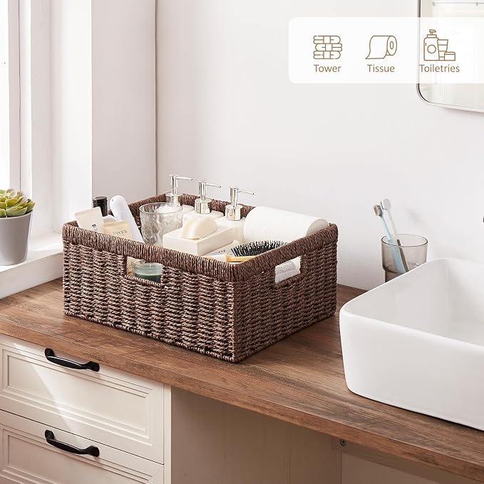 OIAHOMY Wicker Basket, Paper Shelf Basket - Image 6