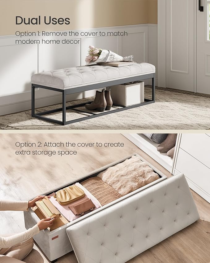 SONGMICS Velvet Storage Ottoman Bench, Foot Rest - Image 4
