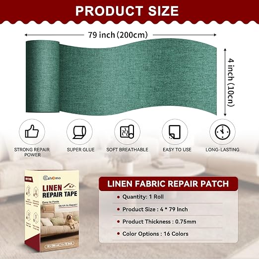 Linen Repair Tape 4x79 inch, Self Adhesive Fabric Patches, Linen Patch Tape Kit - Image 2