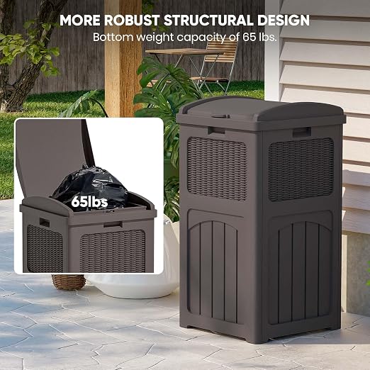 Patiowell 36 Gallon Outdoor Trash Can, Resin Outdoor Garbage Can - Image 7