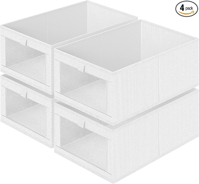 Criusia 4 Pack Closet Organizers and Storage, Large Linen Closet Baskets by Criusia