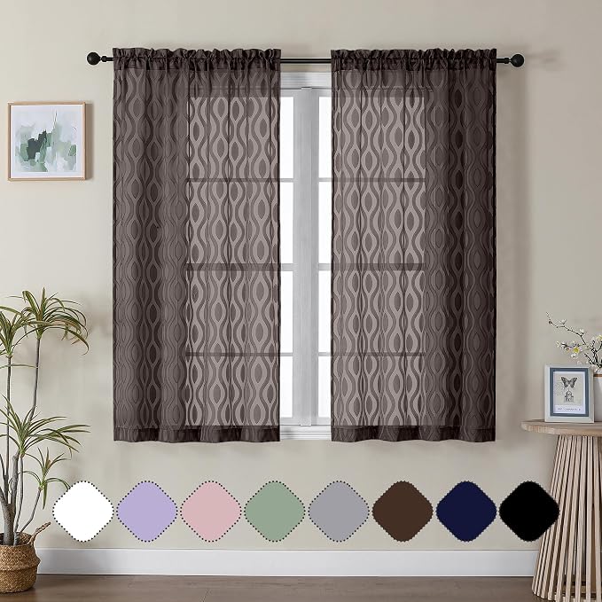 Aiyufeng Sheer Brown Curtains 54 Inch Length 2 Panels by Aiyufeng